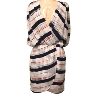 BCBGENERATION Red White Blue Sleeveless Midi Dress Size L